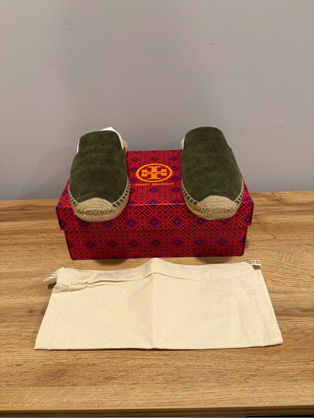 Tory Burch Olive Green Suede Espadrilles